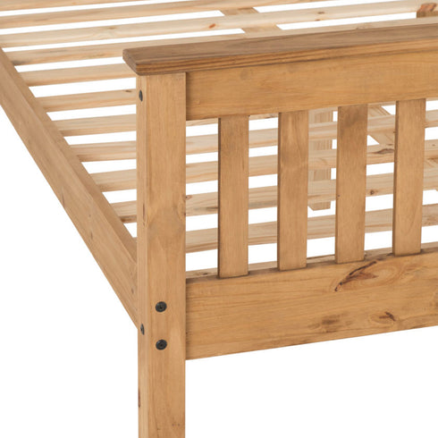 Monaco 5FT Bed High Foot End - Distressed Waxed Pine